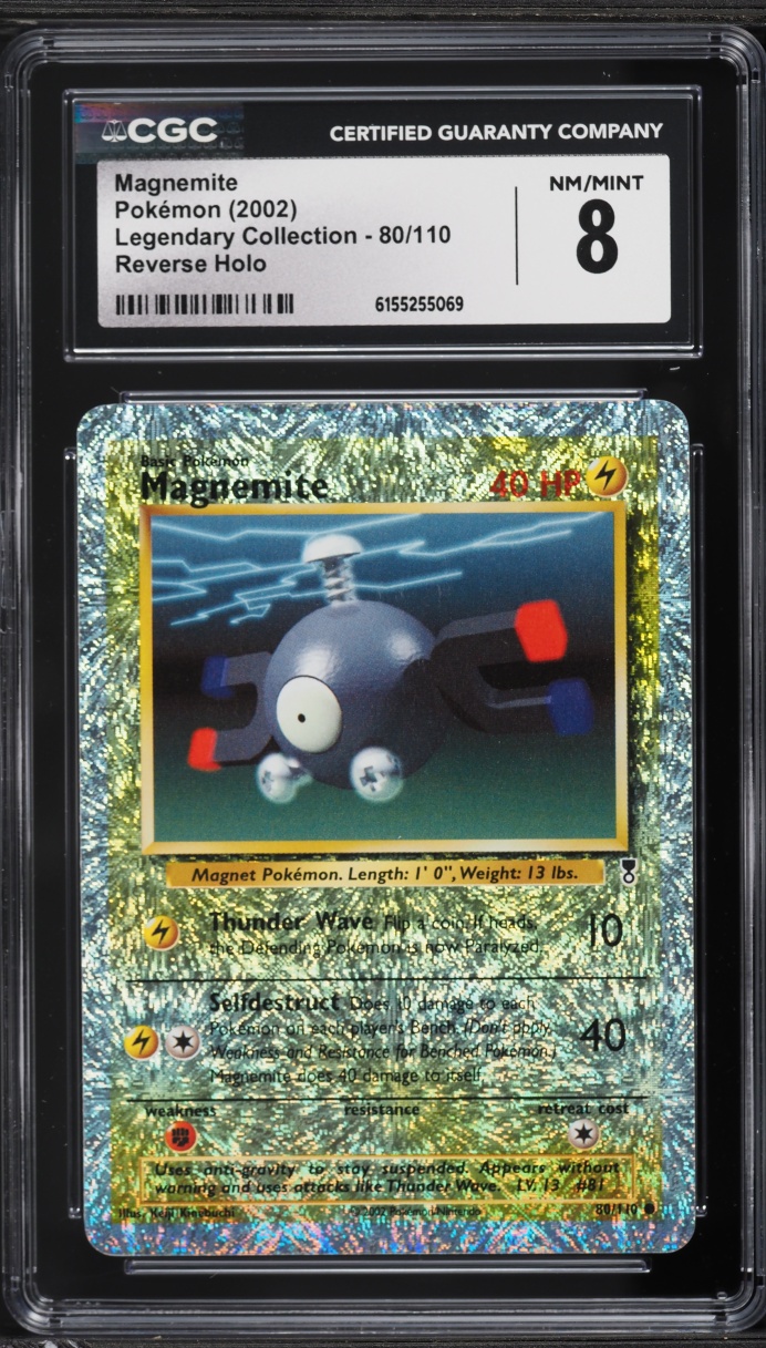 2002 Pokemon Legendary Collection Reverse Holo Magnemite #80 CGC 8 NM-MT
