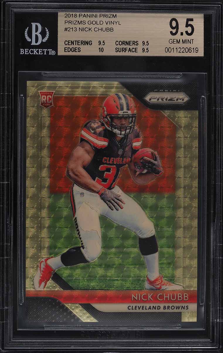 2018 Panini Contenders Red Zone Nick Chubb ROOKIE AUTO #113 PSA 10