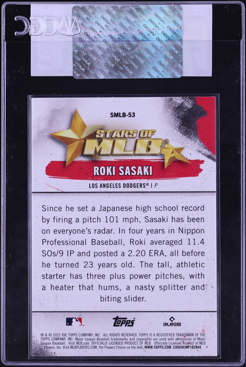 2025 Topps Stars Of MLB Roki Sasaki ROOKIE #SMLB-53 CGC AUTH