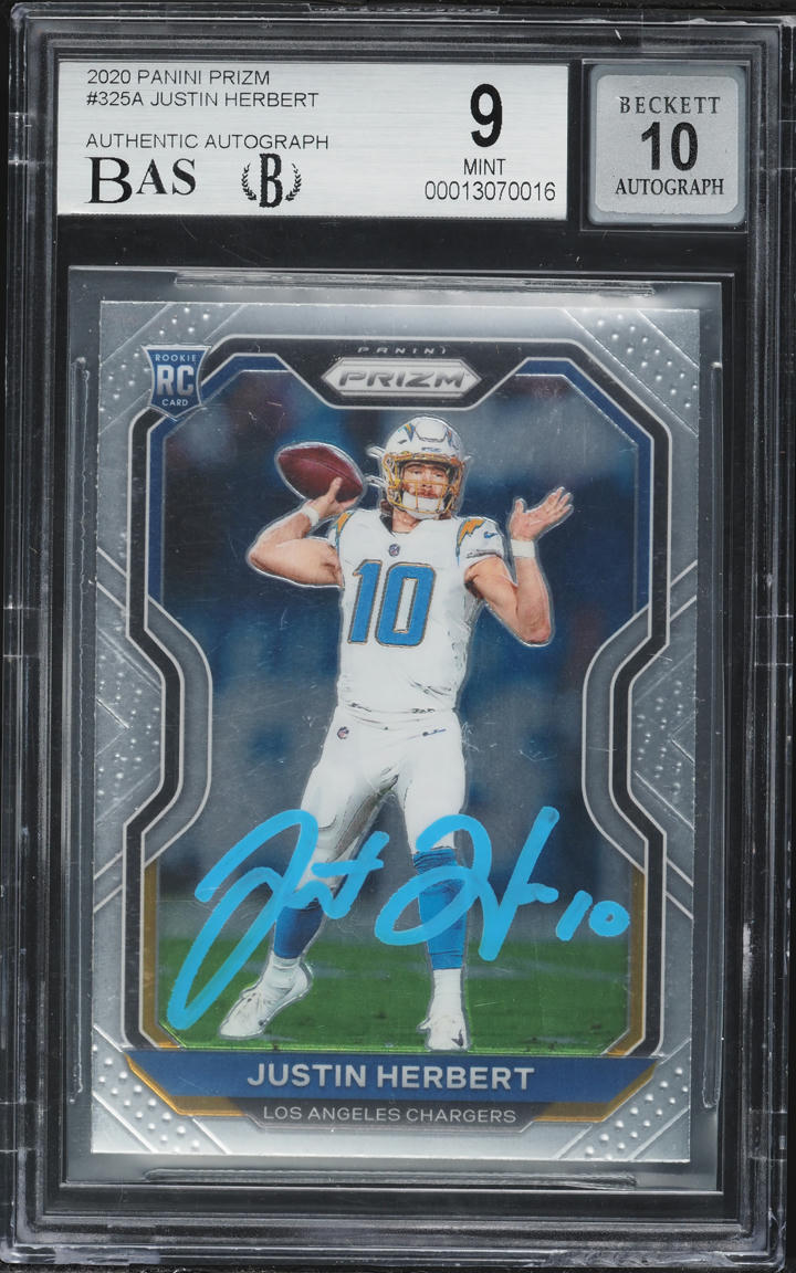 2020 Panini Prizm Justin Herbert ROOKIE AUTO #325 BAS BGS 9 MINT