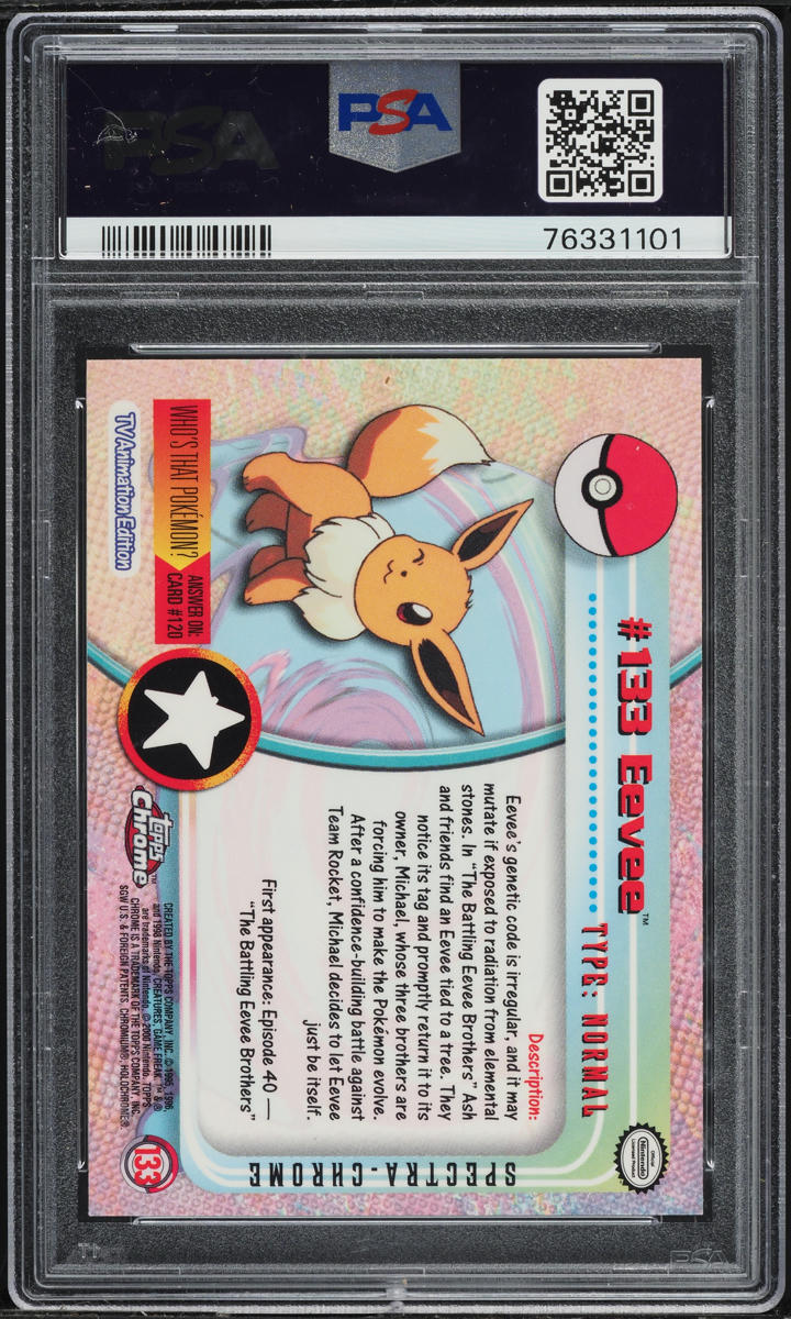 2000 Topps Chrome Pokemon Series 2 Spectra Eevee #133 PSA 9 MINT