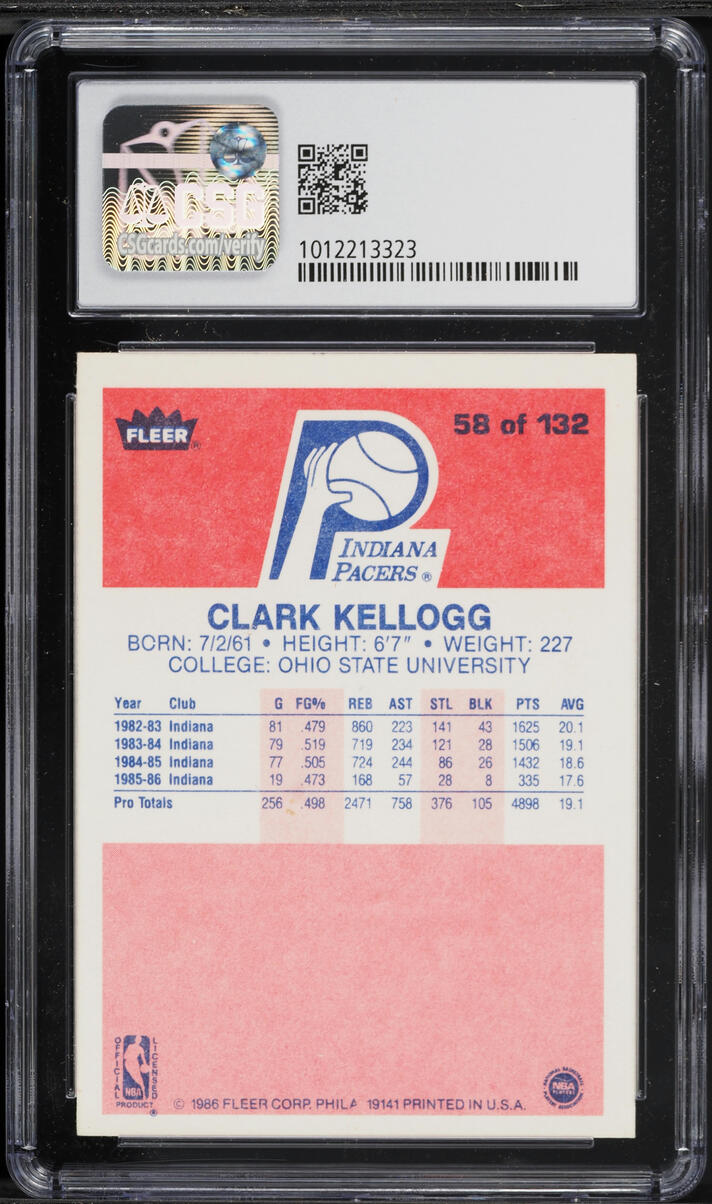 1986 Fleer Basketball Clark Kellogg #58 CSG 7 NRMT