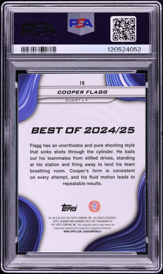 2024 Bowman Best University Shimmer Refractor Cooper Flagg #16 PSA 10 GEM MINT