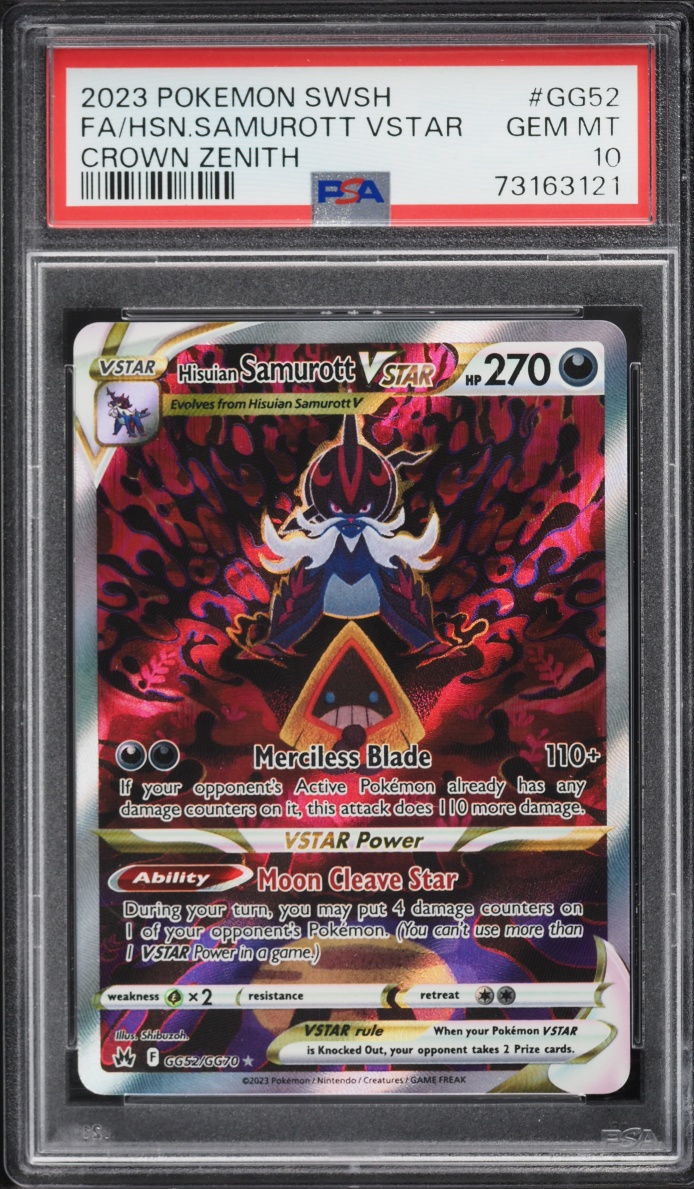 2023 Pokemon Sword & Shield Crown Zenith Full Art Hisuian Samurott VSTAR #GG52 PSA 10 GEM MINT