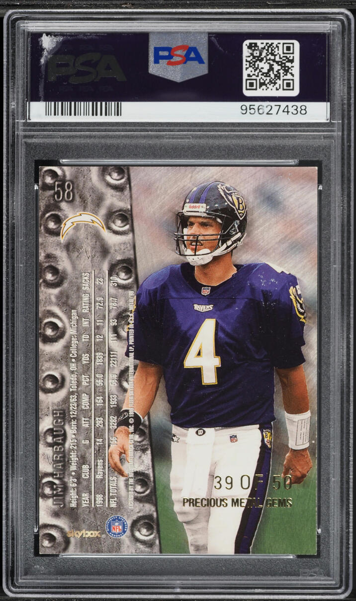 1999 Metal Universe Precious Metal Gems PMG Jim Harbaugh /50 #58 PSA 6 EXMT - Photo 2