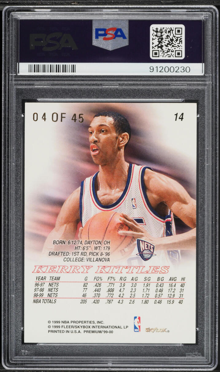 1999 Skybox Premium Star Rubies Kerry Kittles /45 #14 PSA 9 MINT - Photo 2