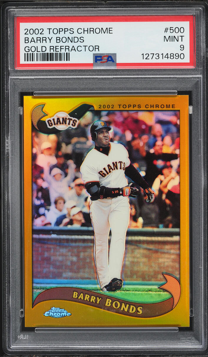 2002 Topps Chrome Gold Refractor Barry Bonds #500 PSA 9 MINT - Photo 1