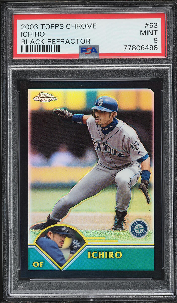 2003 Topps Chrome Black Refractor Ichiro /199 #63 PSA 9 MINT - Photo 1