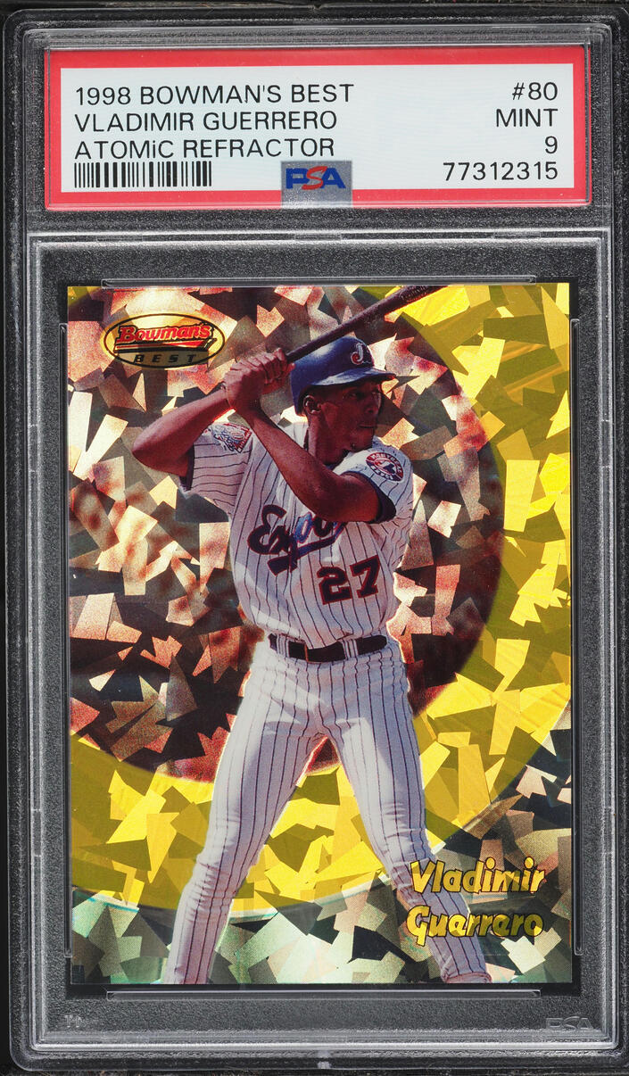 1998 Bowman's Best Atomic Refractor Vladimir Guerrero /100 #80 PSA 9 MINT - Photo 1
