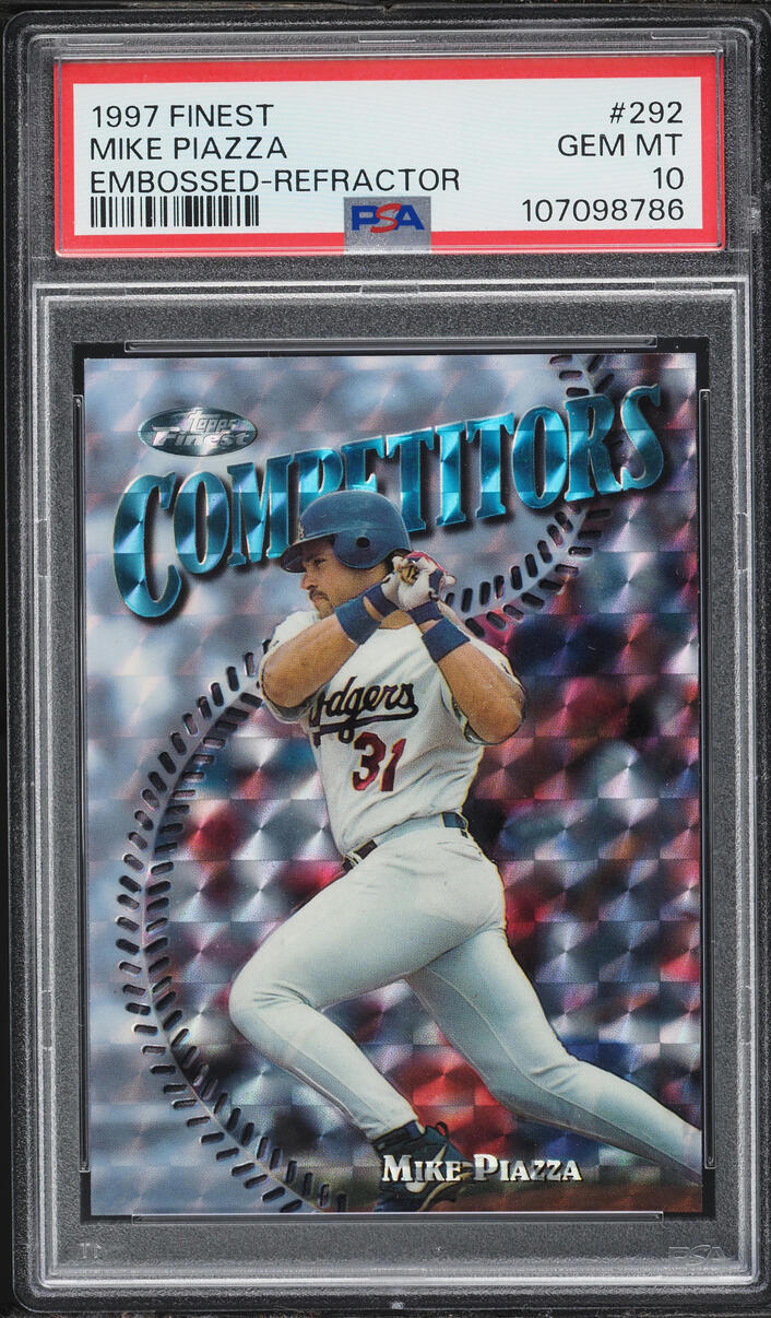 1997 Finest Embossed Refractor Mike Piazza #292 PSA 10 GEM MINT - Photo 1