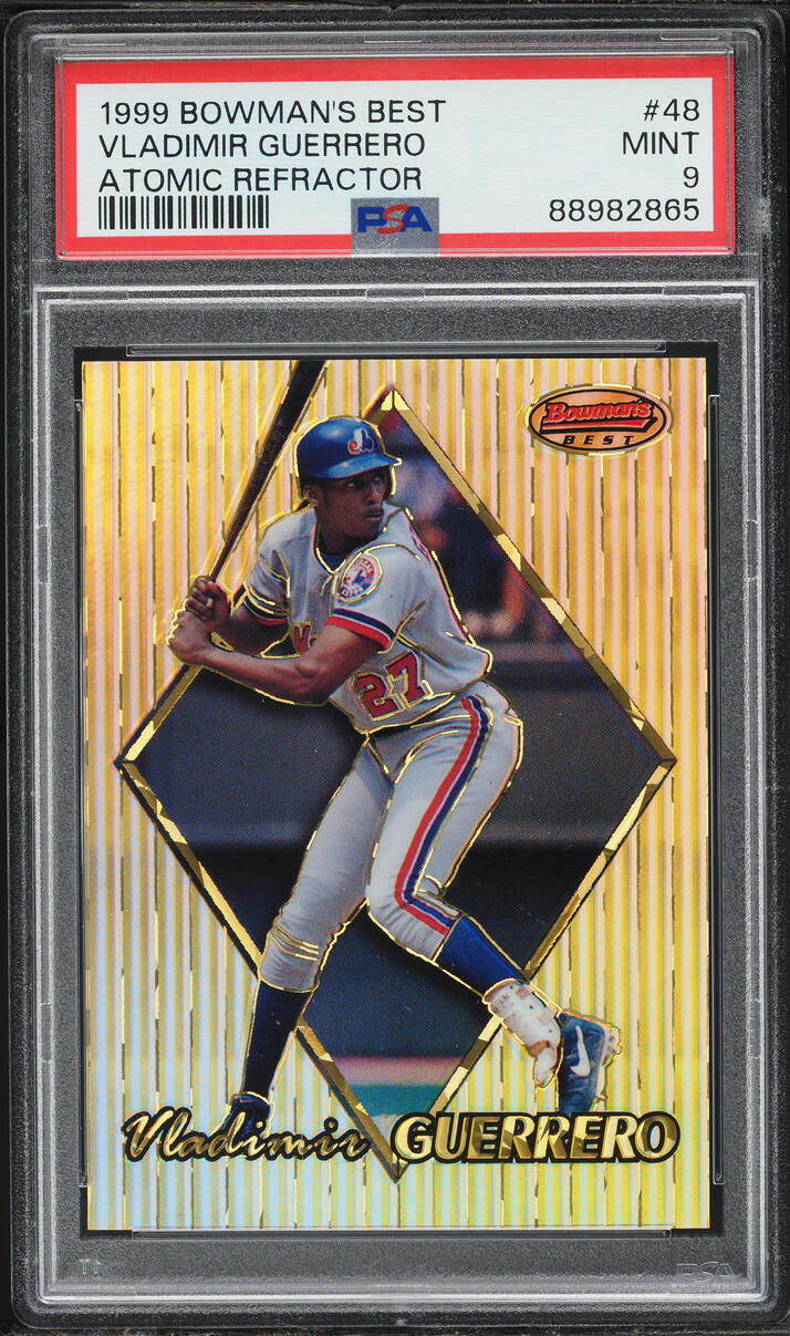 1999 Bowman's Best Atomic Refractor Vladimir Guerrero /100 #48 PSA 9 MINT - Photo 1
