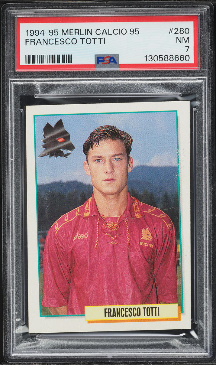 1994 Merlin Calcio 95 Francesco Totti ROOKIE #280 PSA 7 NRMT - Photo 1