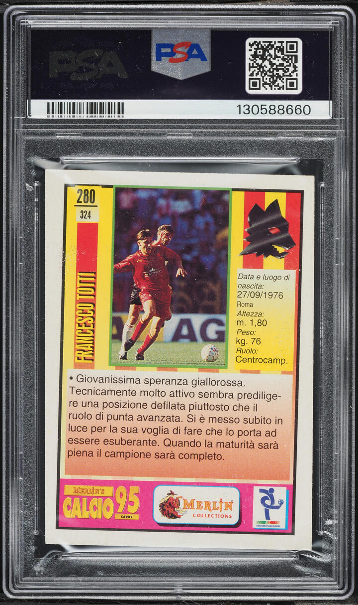 1994 Merlin Calcio 95 Francesco Totti ROOKIE #280 PSA 7 NRMT - Photo 2
