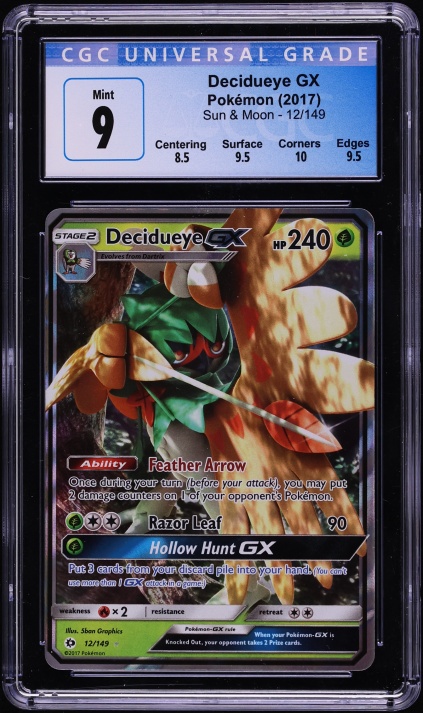 2017 Pokemon Sun & Moon Holo Decidueye GX #12 CGC 9 MINT