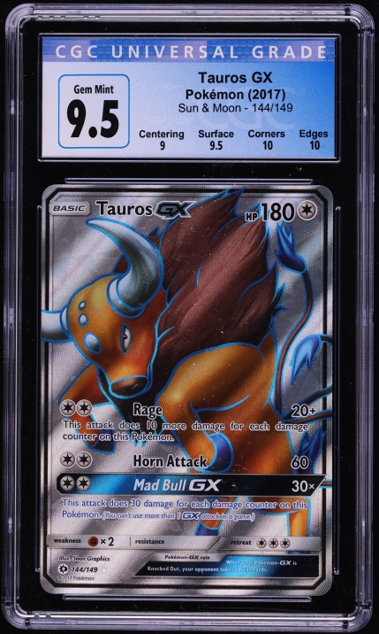 2017 Pokemon Sun & Moon Full Art Tauros GX #144 CGC 10 GEM MINT