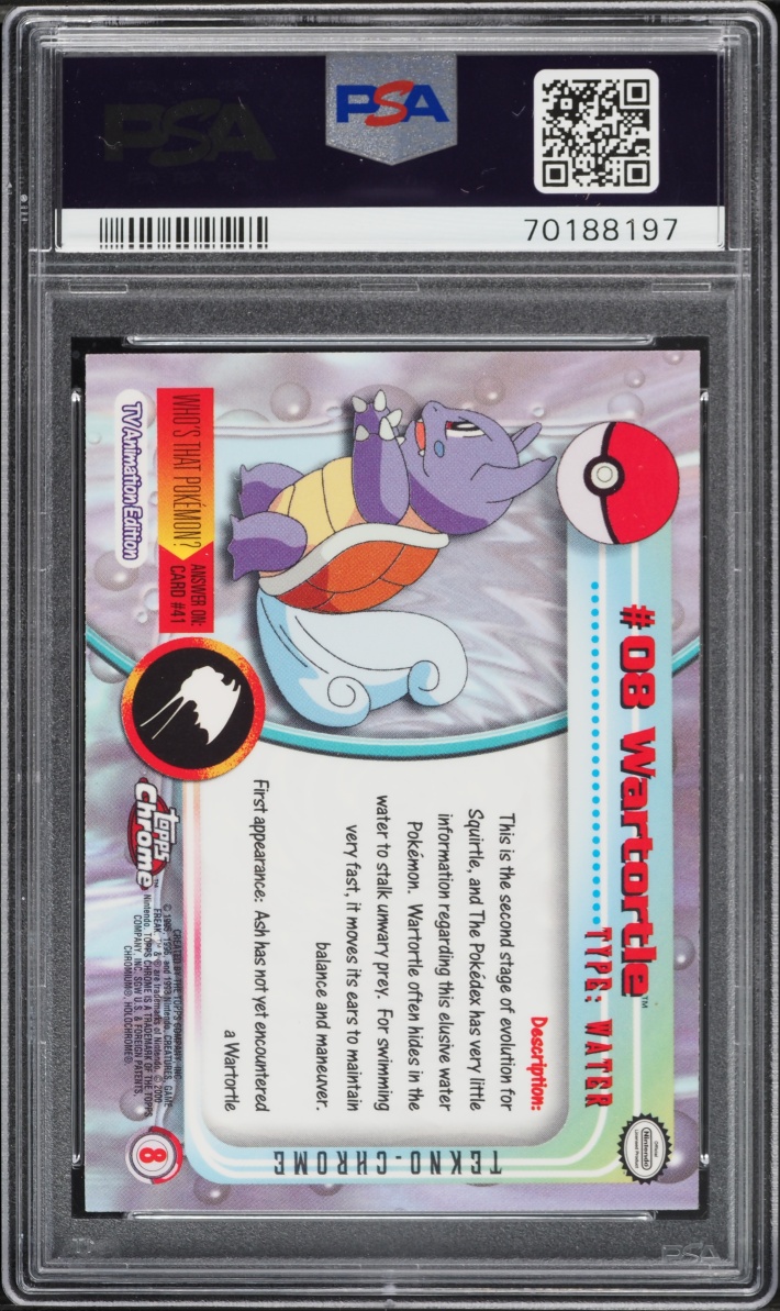 2000 Topps Chrome Pokemon Series 1 Tekno Wartortle #8 PSA 9 MINT