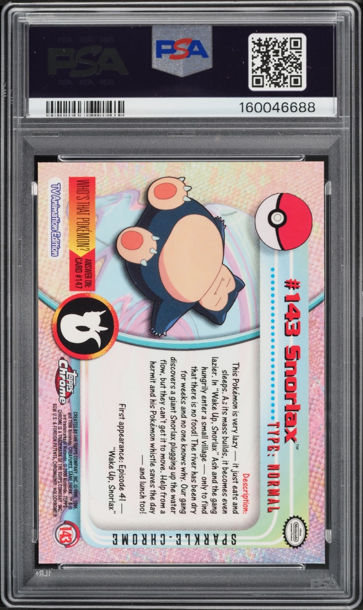 2000 Topps Chrome Pokemon Series 2 Sparkle Snorlax #143 PSA 9 MINT