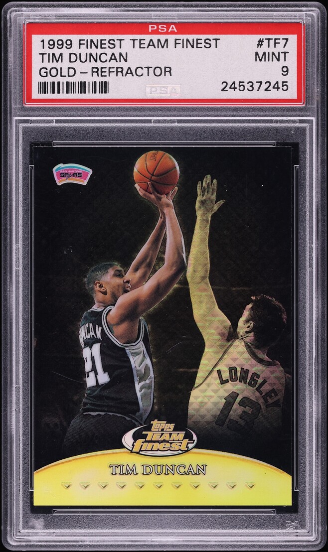 1999 Finest Team Finest Gold Refractor Tim Duncan /25 #TF7 PSA 9 MINT - Photo 1