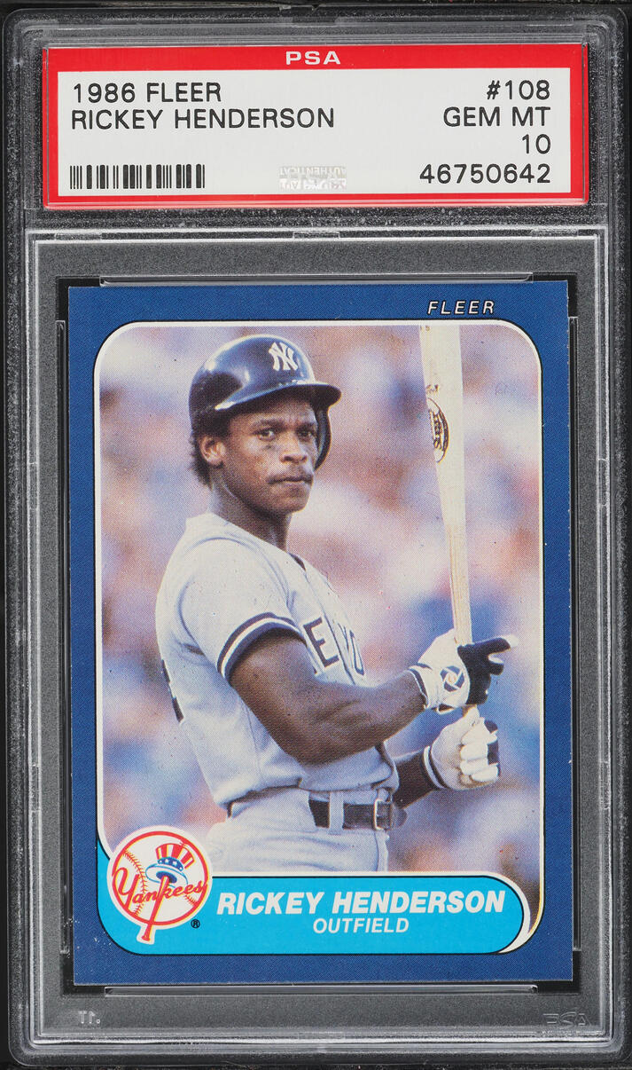 1986 Fleer Rickey Henderson #108 PSA 10 GEM MINT