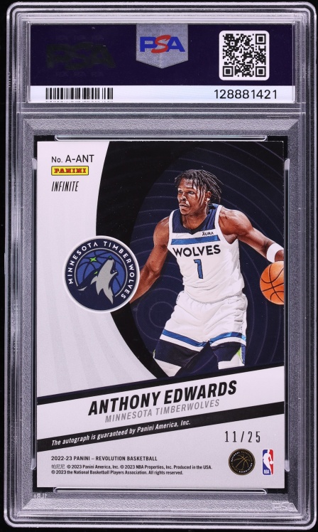 2022 Panini Revolution Infinite Anthony Edwards AUTO DNA 9 /25 #A-ANT PSA 8 NM-MT