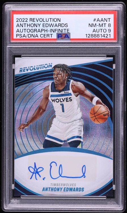 2022 Panini Revolution Infinite Anthony Edwards AUTO DNA 9 /25 #A-ANT PSA 8 NM-MT
