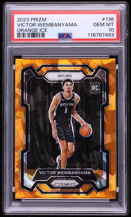  2023 Panini Prizm Orange Ice Victor Wembanyama ROOKIE #136 PSA 10 GEM MINT