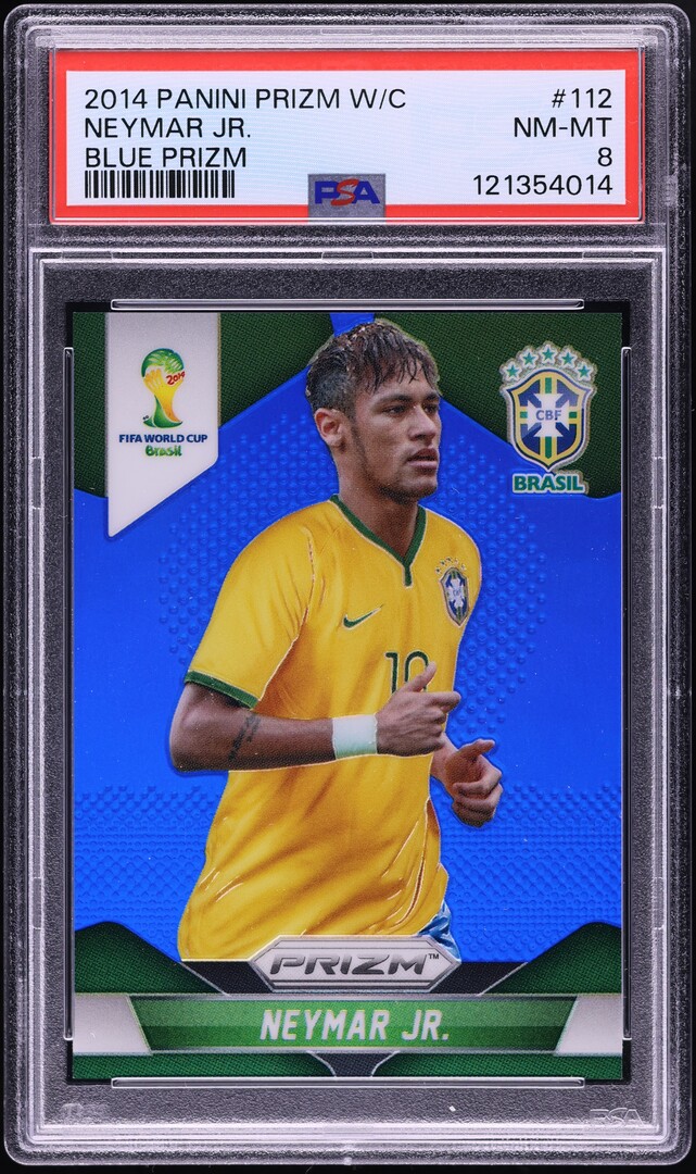 2014 Panini Prizm World Cup Blue Neymar Jr. /199 #112 PSA 8