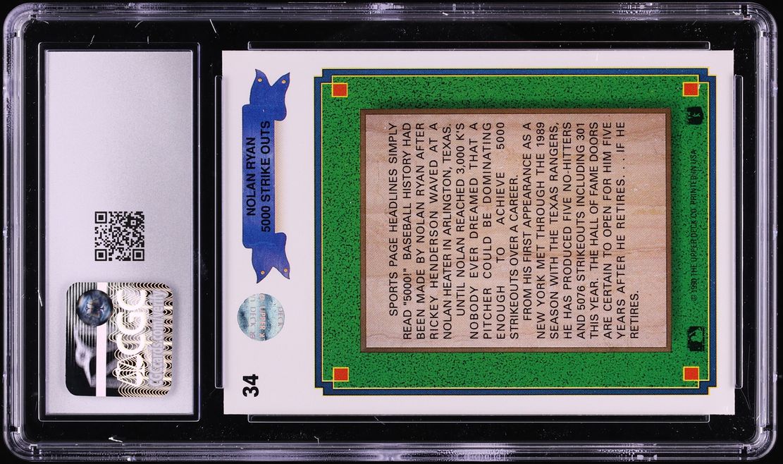1990 Upper Deck 5,000 Strikeouts Nolan Ryan #34 CGC 9.5 MINT+