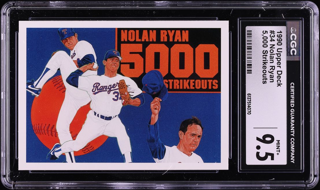 1990 Upper Deck 5,000 Strikeouts Nolan Ryan #34 CGC 9.5 MINT+