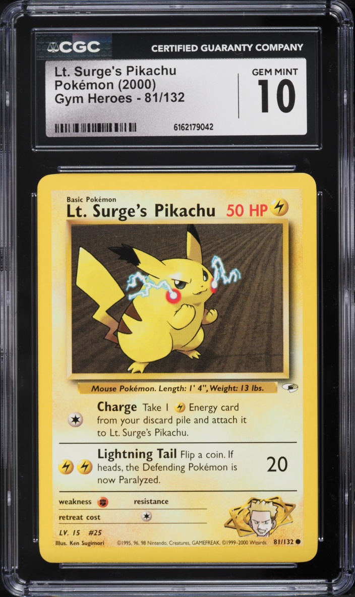 2000 Pokemon Gym Heroes Lt. Surge's Pikachu #81 CGC 10 GEM MINT