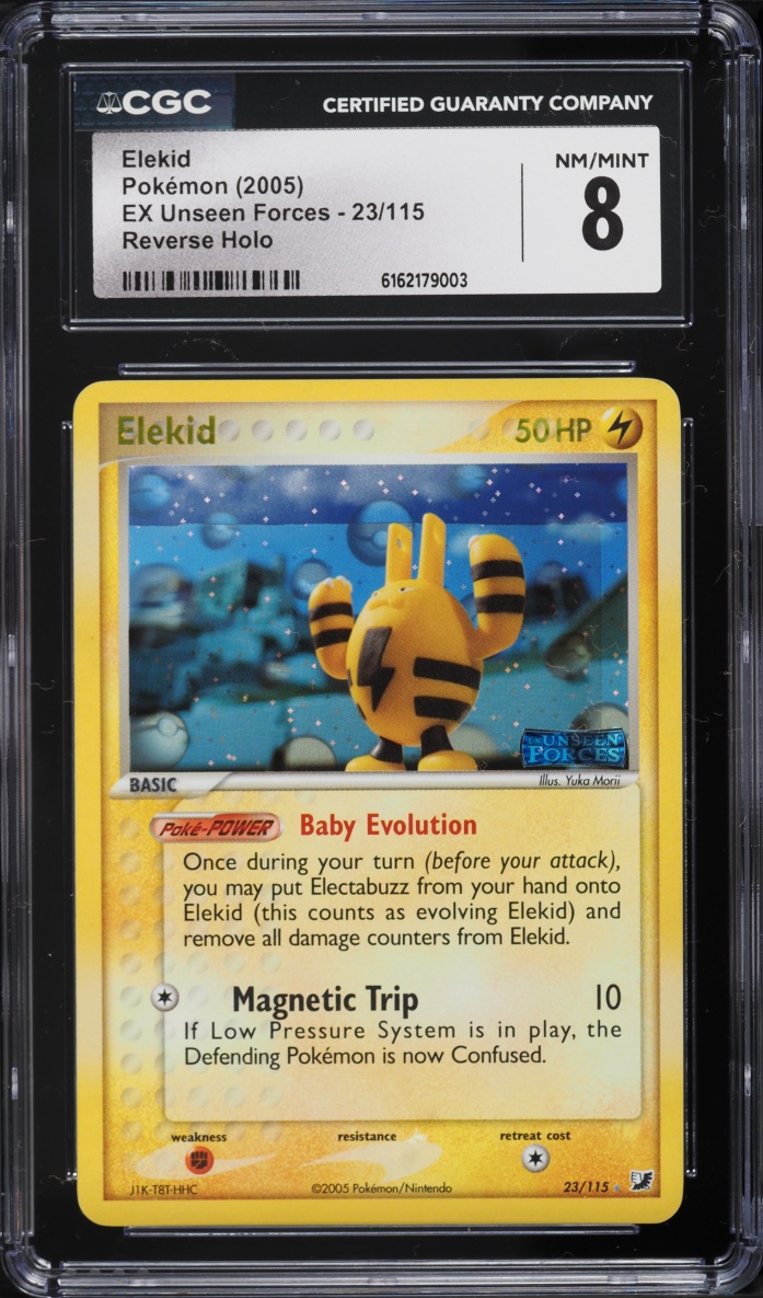 2005 Pokemon EX Unseen Forces Reverse Holo Elekid #23 CGC 8 NM-MT