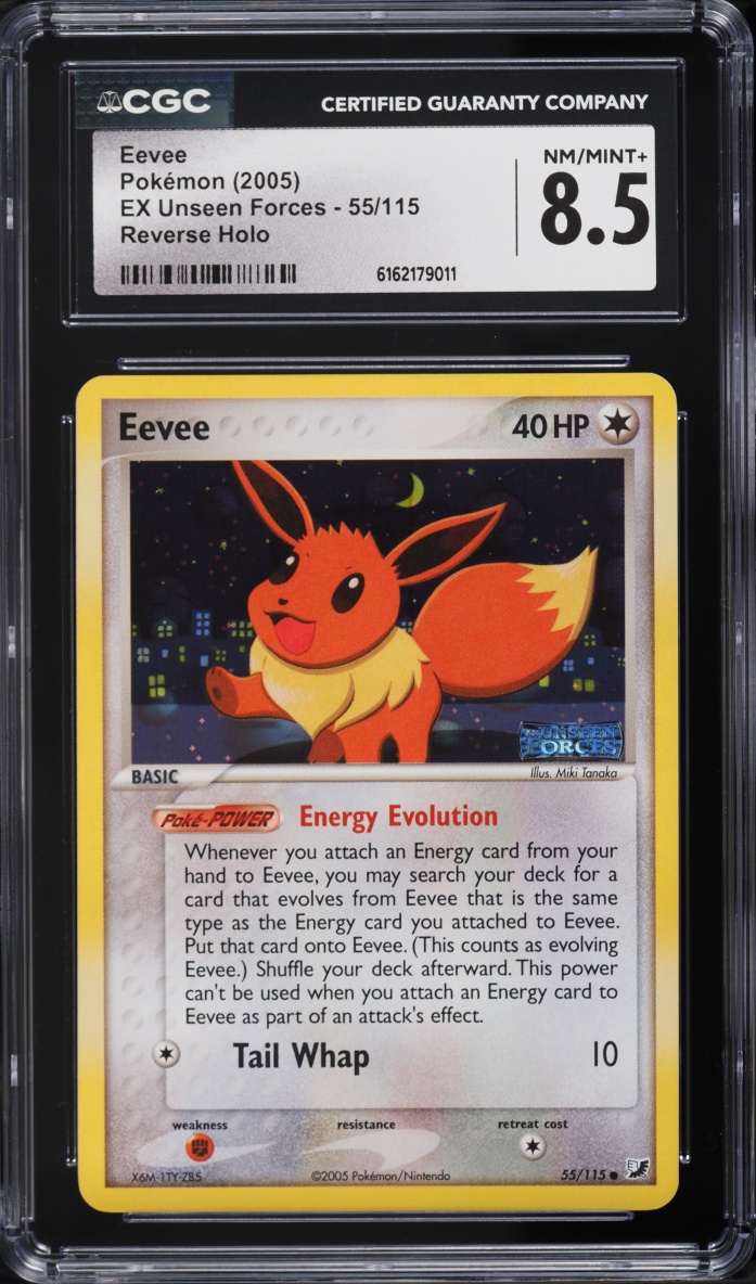2005 Pokemon EX Unseen Forces Reverse Holo Eevee #55 CGC 8.5 NM-MT+