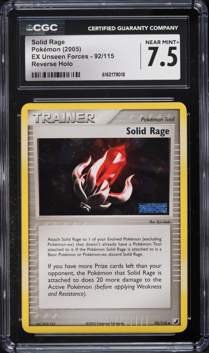 2005 Pokemon EX Unseen Forces Reverse Holo Solid Rage #92 CGC 7.5 NRMT+