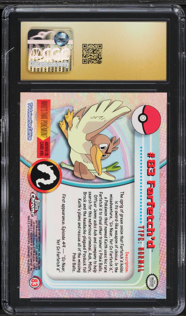 2000 Topps Chrome Pokemon Series 2 Farfetch'd #83 CGC 10 PRISTINE
