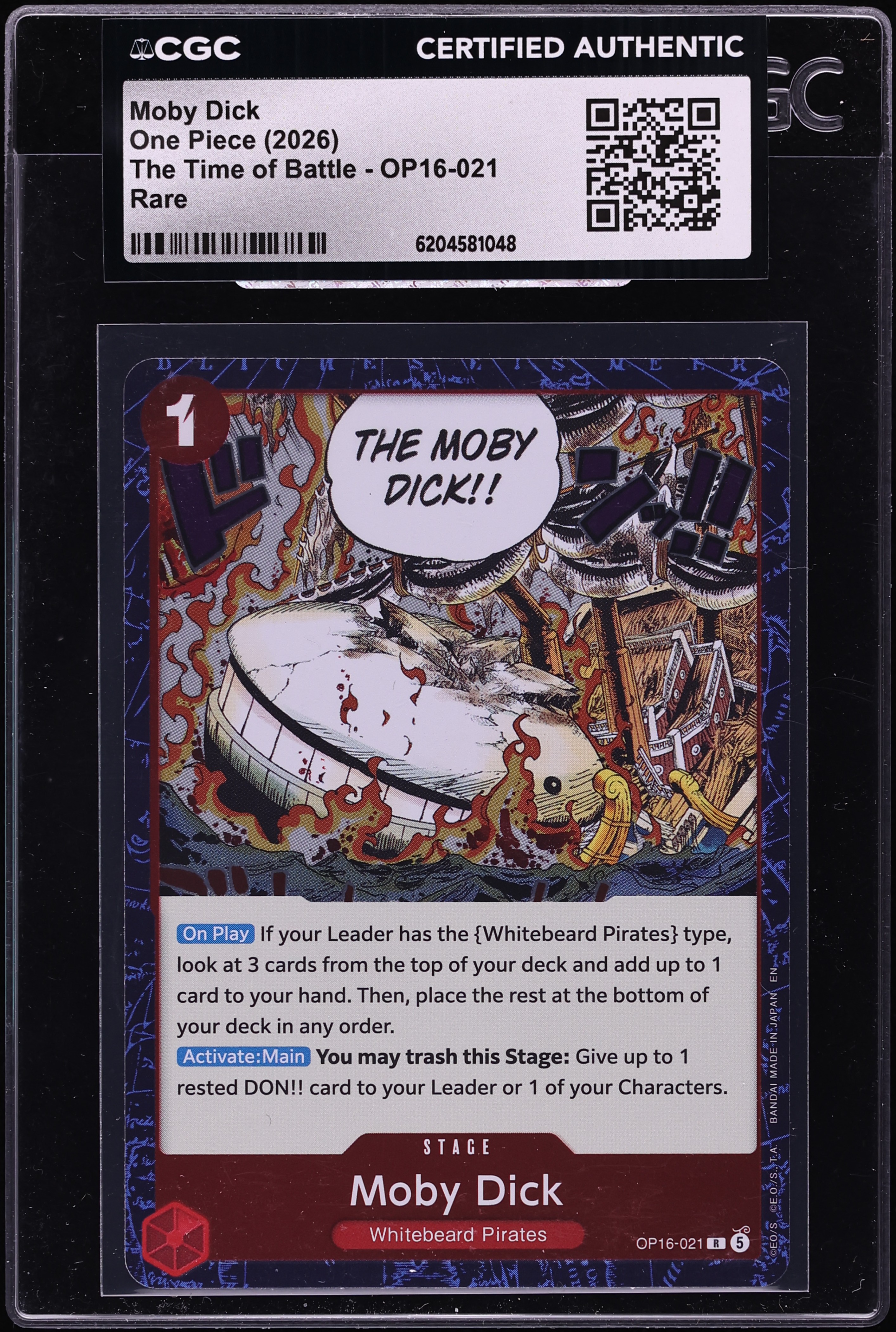 2026 One Piece The Time Of Battle Moby Dick #OP16-021 CGC AUTH