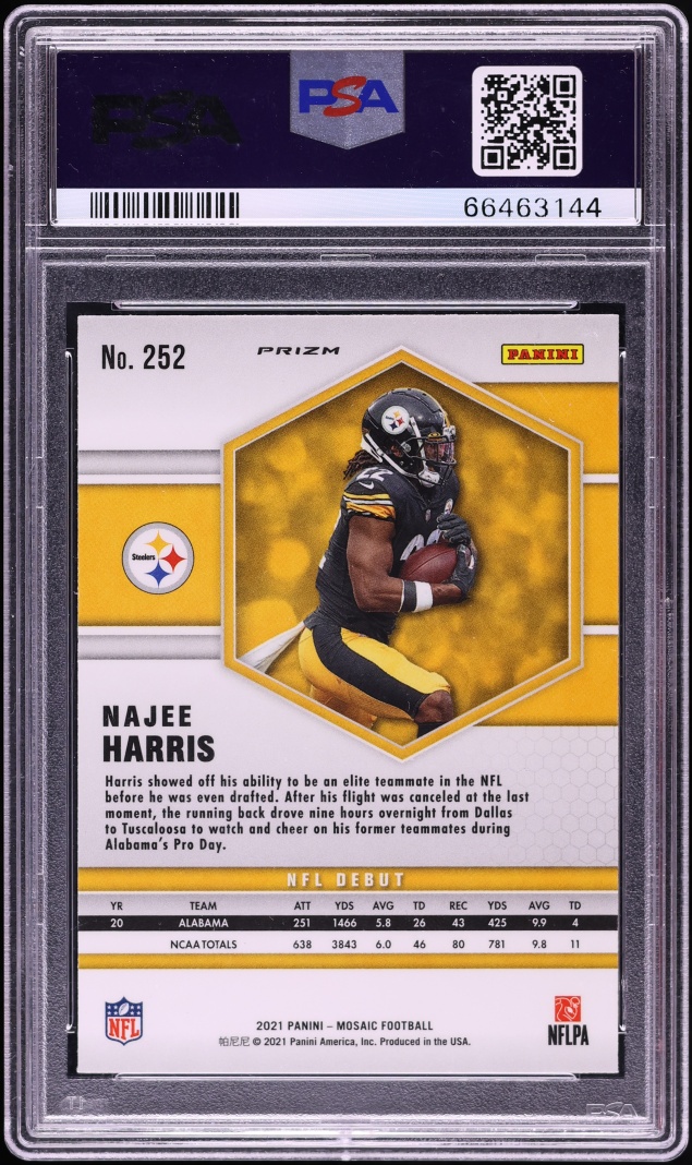 2021 Panini Mosaic Genesis Najee Harris ROOKIE #252 PSA 9 MINT