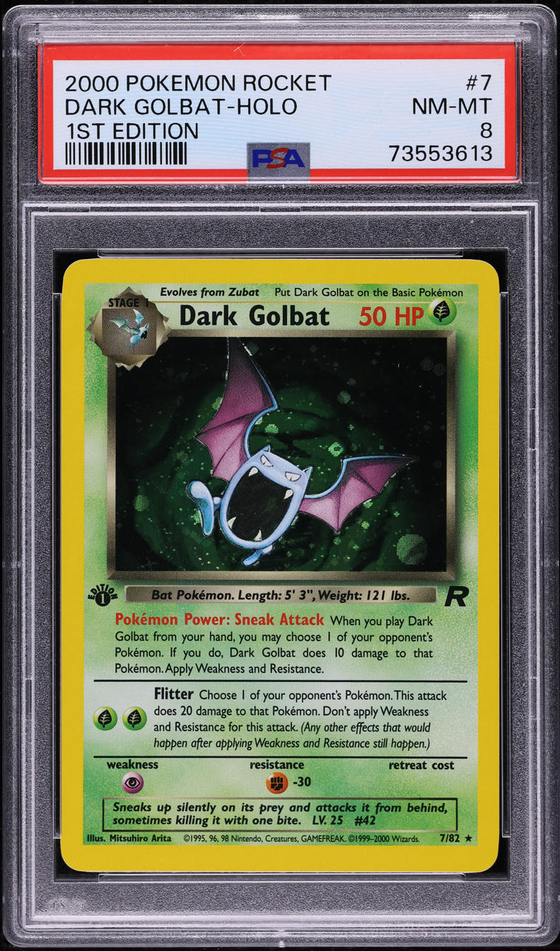2000 Pokemon Team Rocket 1st Edition Holo Dark Golbat #7 PSA 8 NM-MT