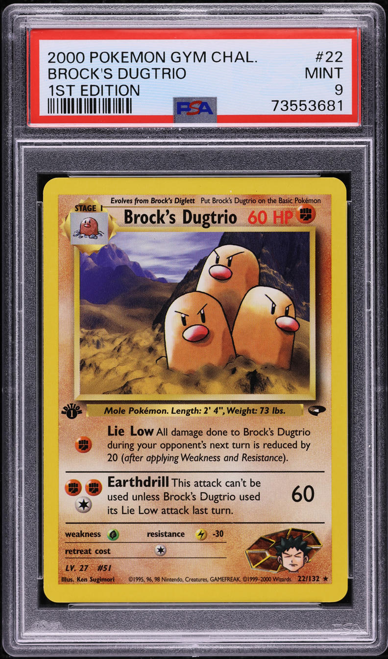 2000 Pokemon Gym Challenge 1st Edition Brock's Dugtrio #22 PSA 9 MINT