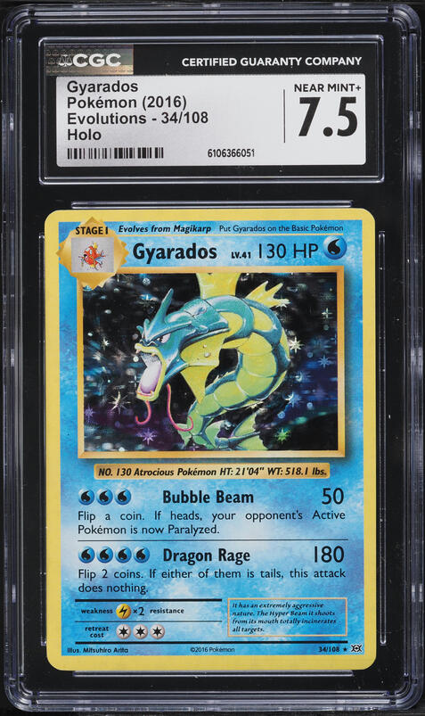 2016 Pokemon XY Evolutions Holo Gyarados #34 PSA 9 MINT on
