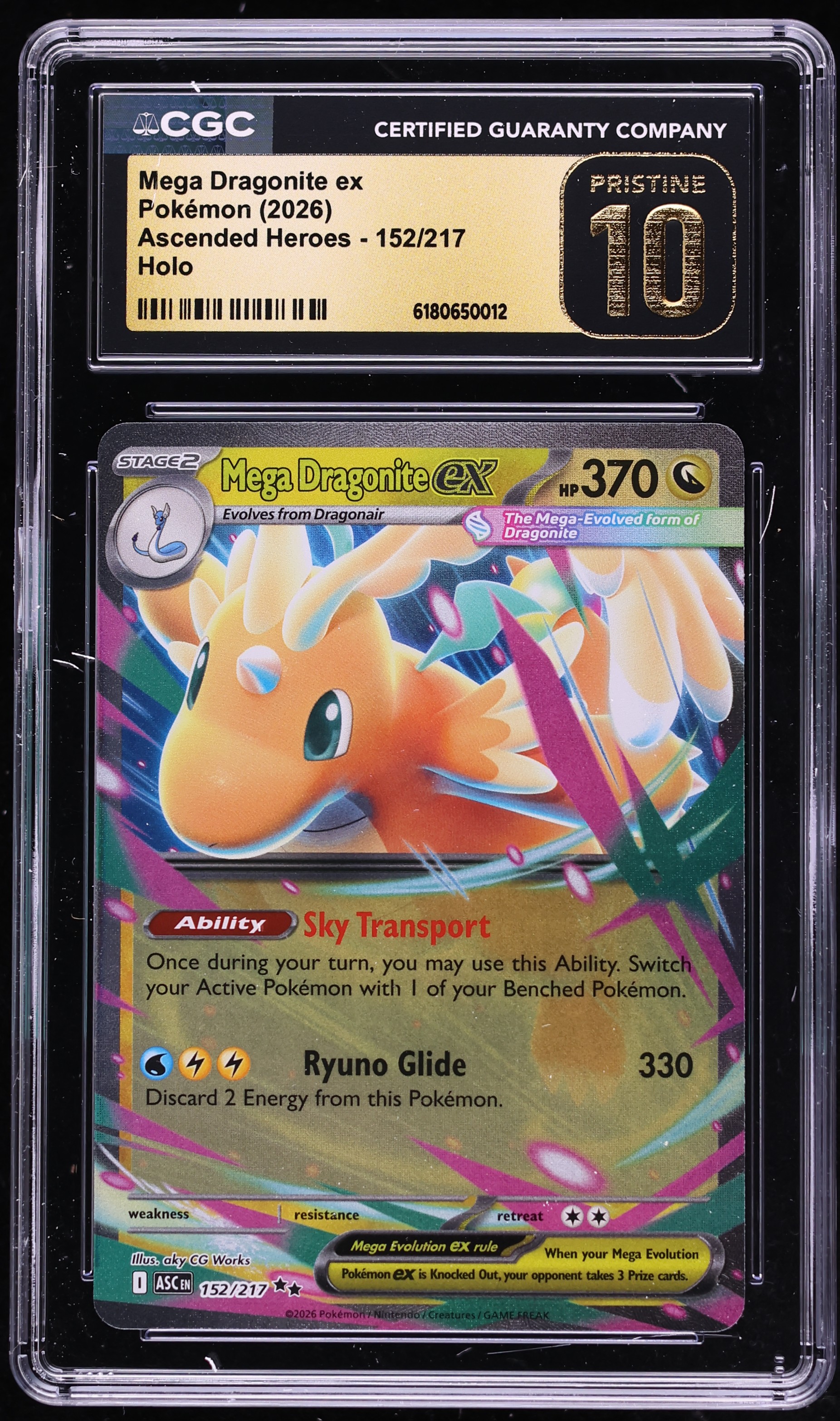 2026 Pokemon Mega Evolution Ascended Heroes Holo Mega Dragonite EX #152 CGC 10 PRISTINE