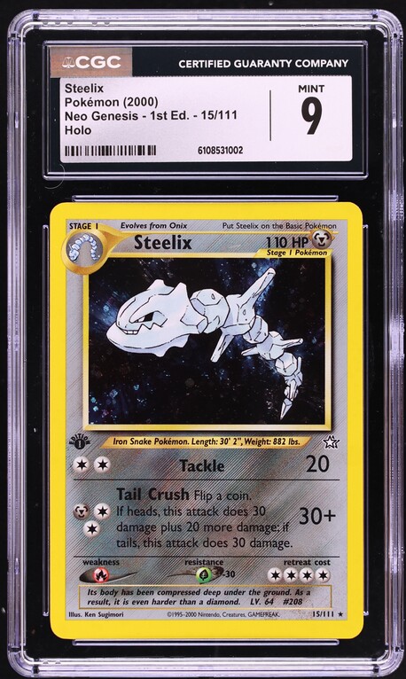 2000 Pokemon Neo Genesis 1st Edition Holo Steelix #15 PSA 9 MINT