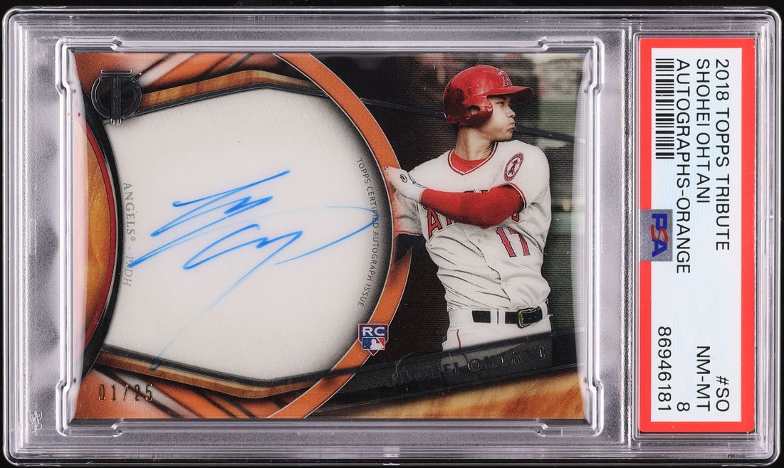 2018 Topps Tribute Orange Shohei Ohtani ROOKIE AUTO 1/25 #TA-SO PSA 8 NM-MT - Photo 1