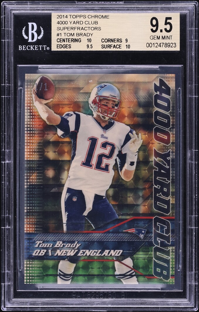 2014 Topps Chrome 4000 Yard Club Superfractor Tom Brady 1/1 #1 BGS 9.5 GEM MINT - Photo 1