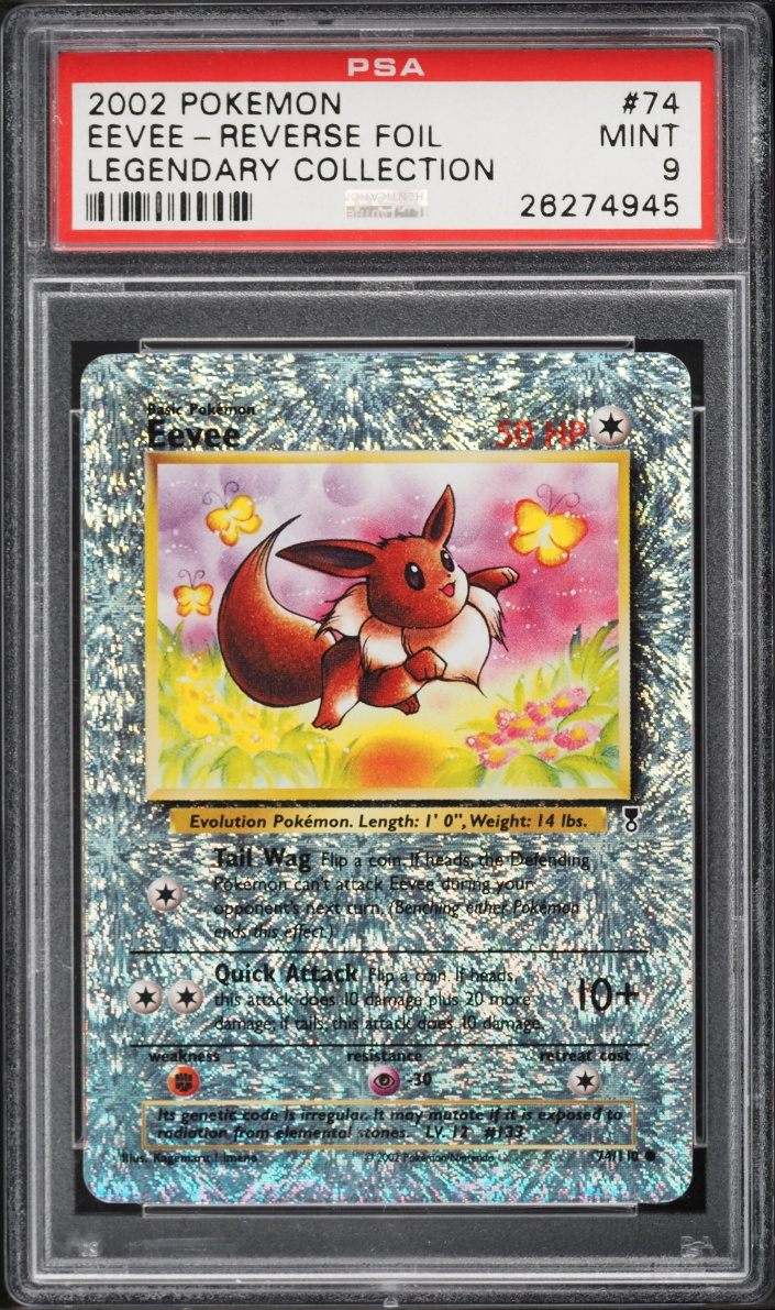 2002 Pokemon Legendary Collection Reverse Holo Eevee #74 PSA 9 MINT