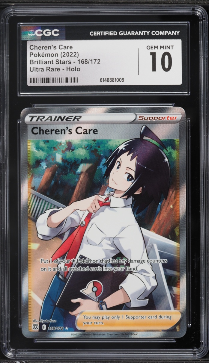 2022 Pokemon Sword & Shield Brilliant Stars Full Art Cheren's Care #168 CGC 10 GEM MINT