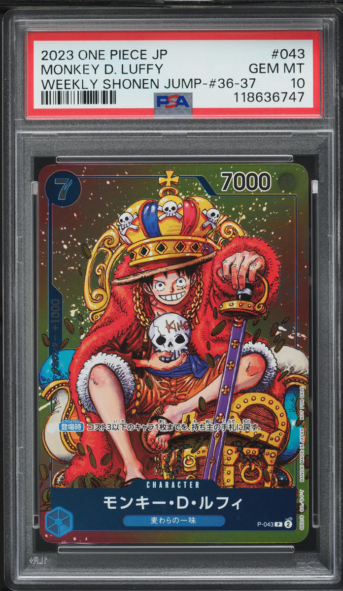 2023 One Piece Japanese Weekly Shonen Jump Monkey D. Luffy #P-043 PSA 10 GEM