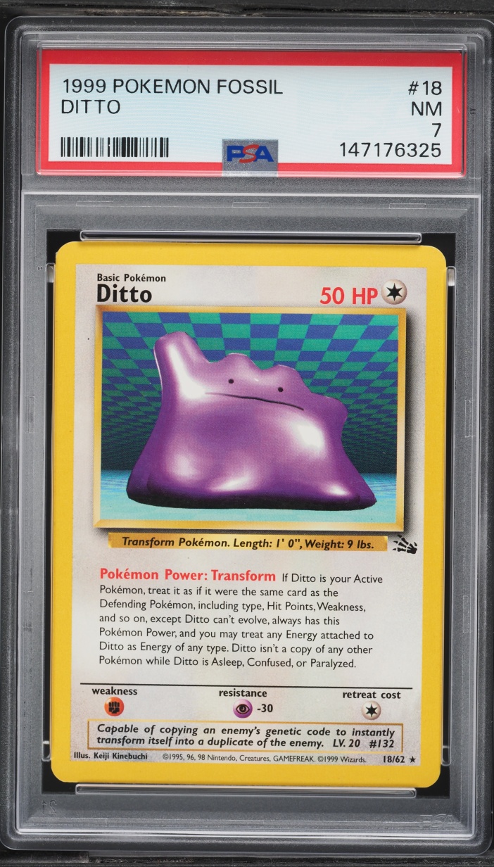 1999 Pokemon Fossil Ditto #18 PSA 7 NRMT