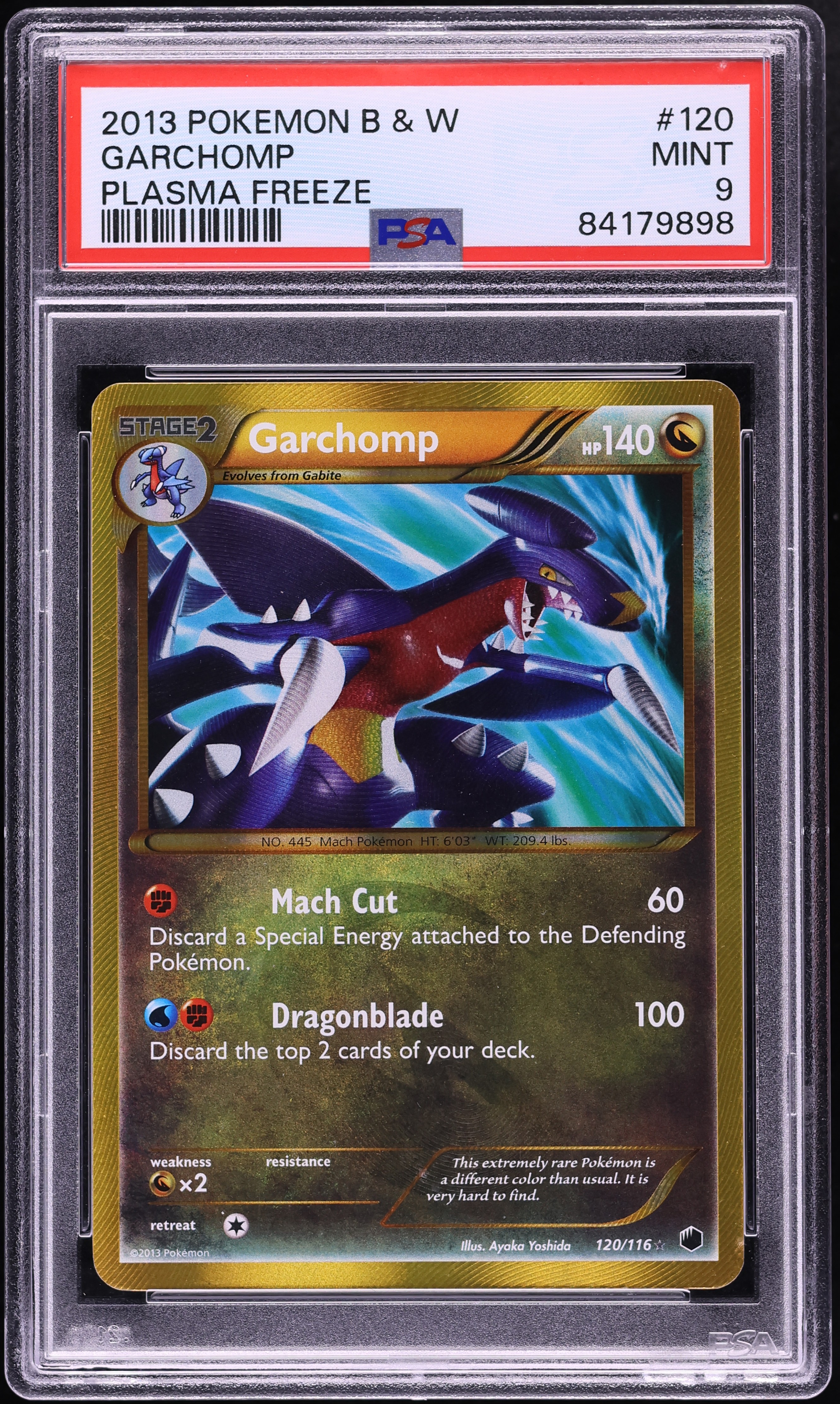 2013 Pokemon Black & White Plasma Freeze Gold Rare Garchomp #120 PSA 9 MINT