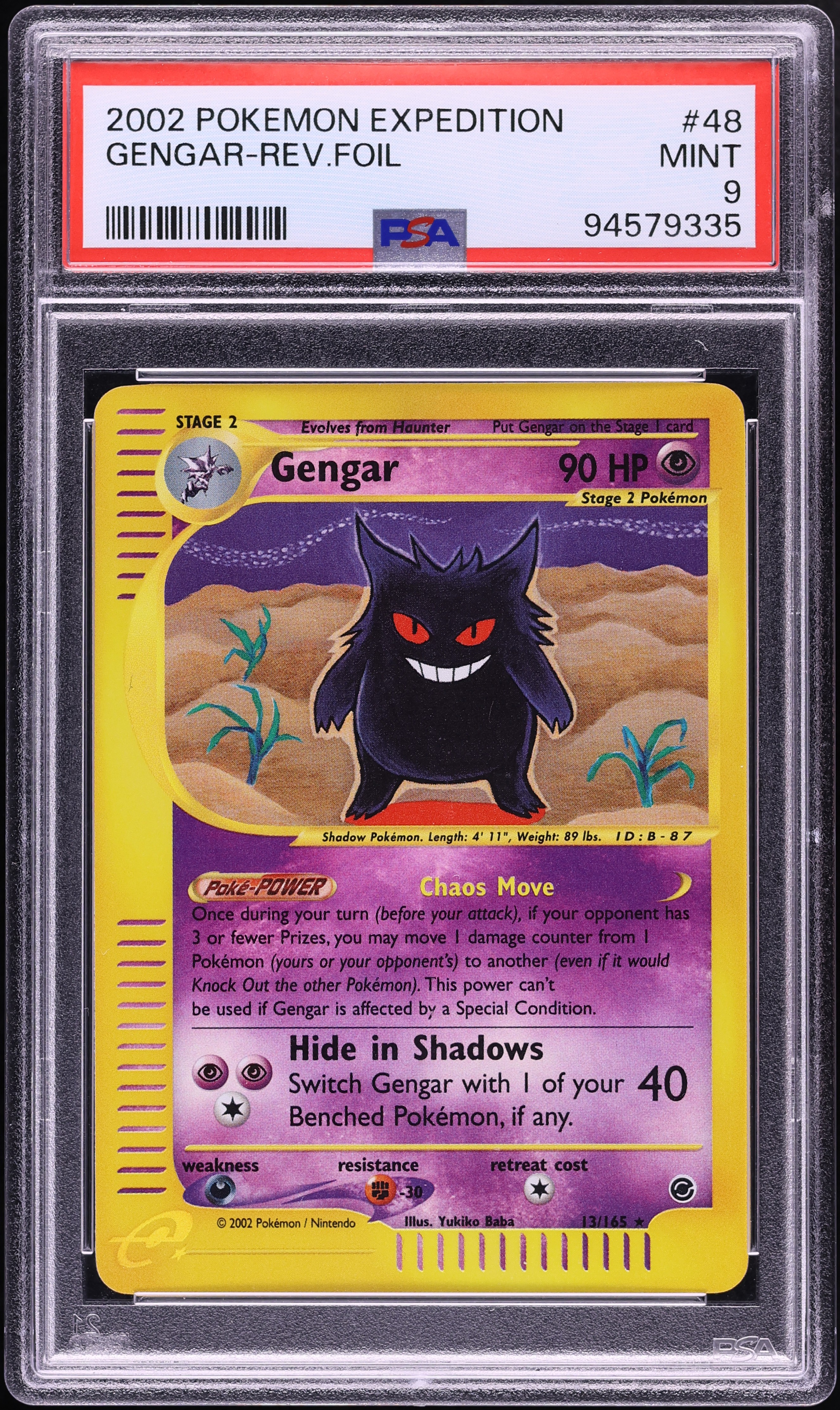 2002 Pokemon Expedition Reverse Holo Gengar #48 PSA 9 MINT