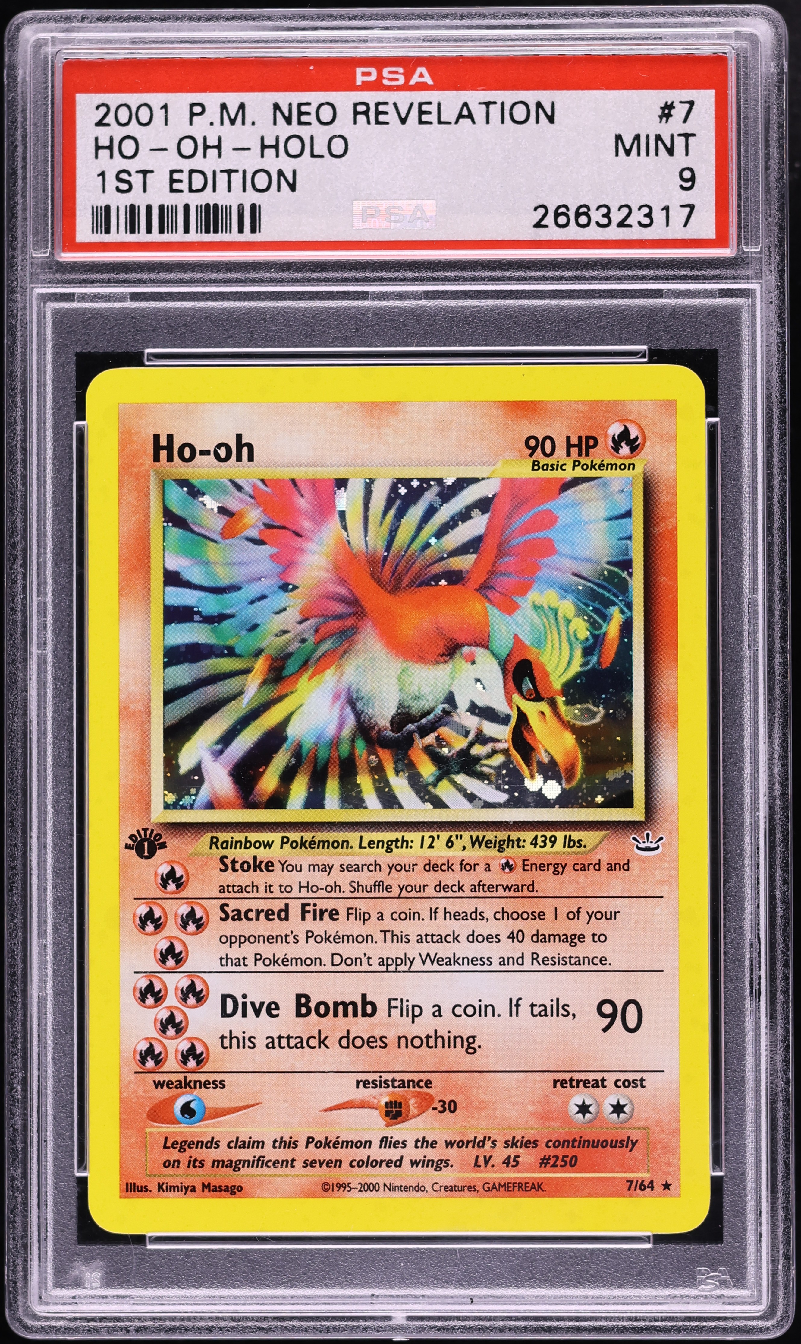 2001 Pokemon Neo Revelation 1st Edition Holo Ho-Oh #7 PSA 9 MINT